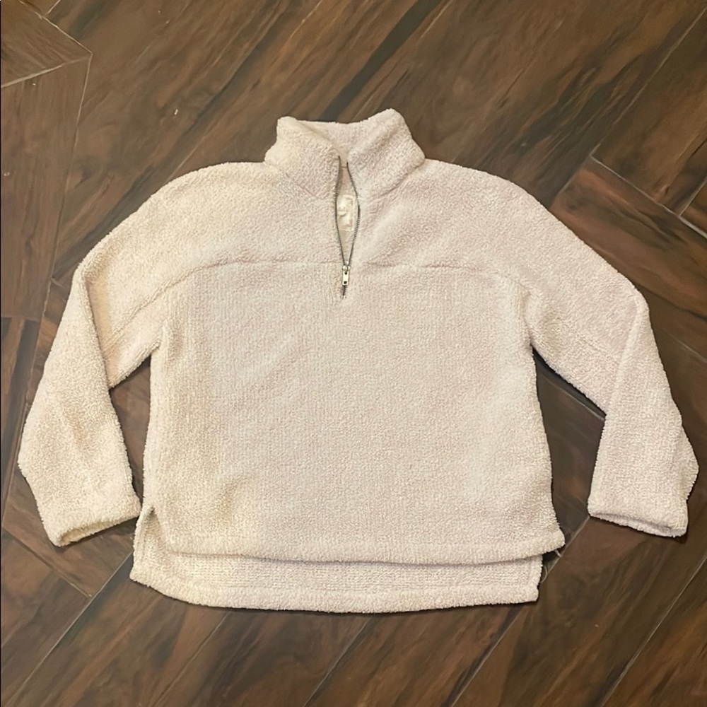 Altar'd State Cream Sherpa quarter zip pull over size Small